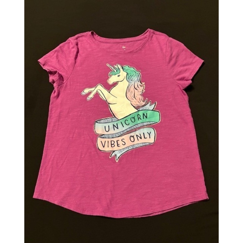 SO bright pink "unicorn vibes only" girls short sleeve tee, size 12